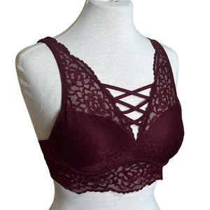 Pink Victoria's Secret Small Burgundy Push-Up Bralette Bra